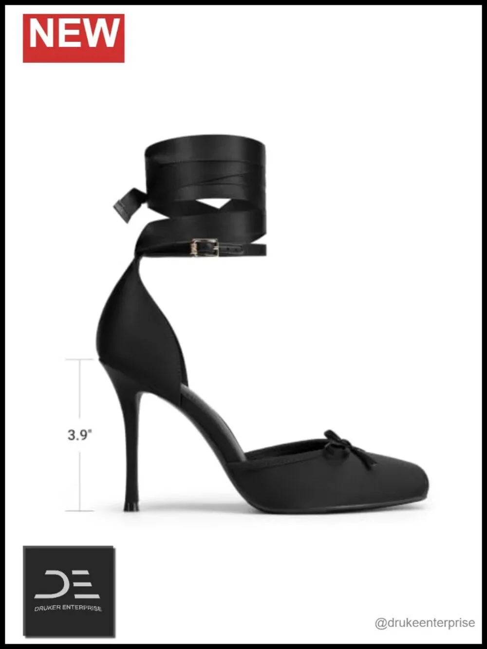 Ballet High Heel Pumps with Satin Ribbons and Ankle Strap